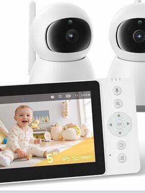Dual White Baby Monitor with 5" Color Display